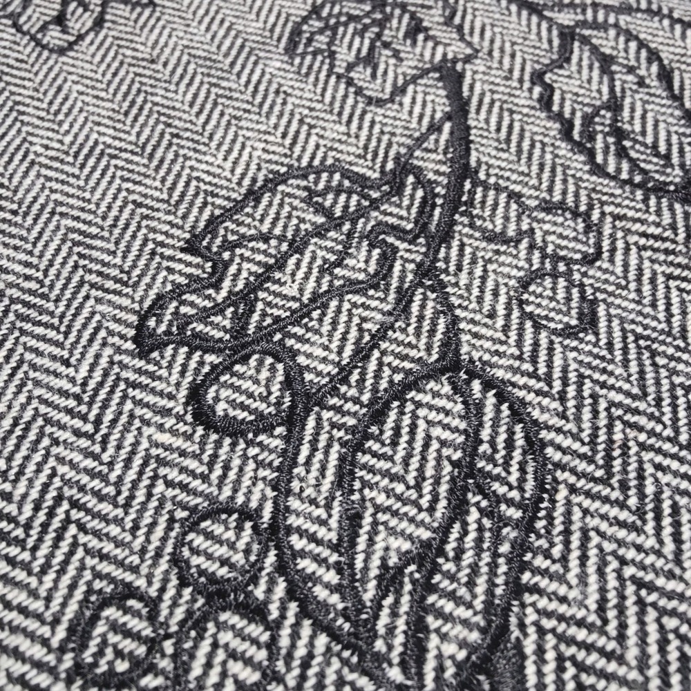 Geoffrey Beene Herringbone Embroidered A-Line Skirt 12 Grey Dark Academia Wool - Picture 4 of 6